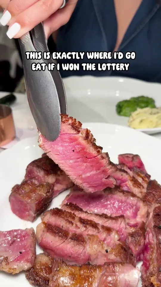 Daniel's A Florida Steakhouse in Fort Lauderdale showing review, 22oz cowboy ribeye, double baked potato, lobster mac & cheese, creamed spinach, soft serve ice cream sundae, video by iviethefoodie on TikTok