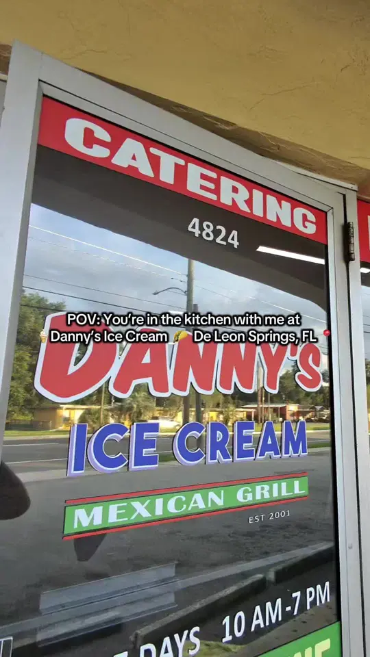 Danny's Ice Cream in De Leon Springs showing food, quesadilla, video by dannys.ice.cream on TikTok
