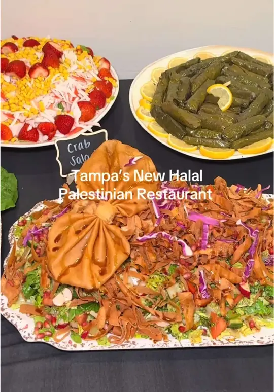 Darna Mediterranean Grill in Temple Terrace showing review, halal food, iftar buffet, video by tampaiman on TikTok