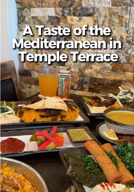 Darna Mediterranean Grill in Temple Terrace showing food, lentil soup / food, darna mixed appetizers / food, mendi chicken, video by eatlocalflorida on TikTok