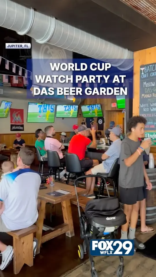 DAS Beer Garden in Jupiter showing sports, soccer match, video by WFLX FOX 29 on Facebook