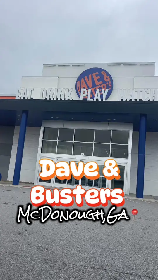 Dave & Buster's McDonough in McDonough showing visit, unlimited play pass, arcade games, food discounts, video by mommymiatamoves on TikTok