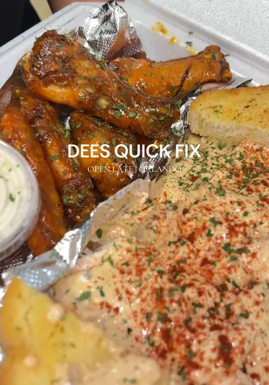 Dee's Quick Fix - Pasta, Wings, & More in Orlando showing pasta, wings, video by dees_quickfix on TikTok