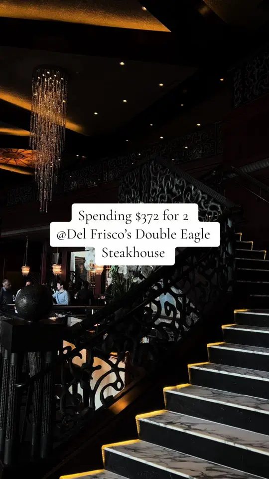 Del Frisco's Double Eagle Steakhouse in Orlando showing food, 32oz. prime tomahawk, 12oz. filet mignon, 3oz. japanese wagyu, video by gabiescruggs on TikTok
