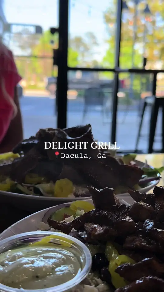 Delight Grill Mediterranean Restaurant in Dacula showing salad, fresh food, video by sydneysmallss on TikTok