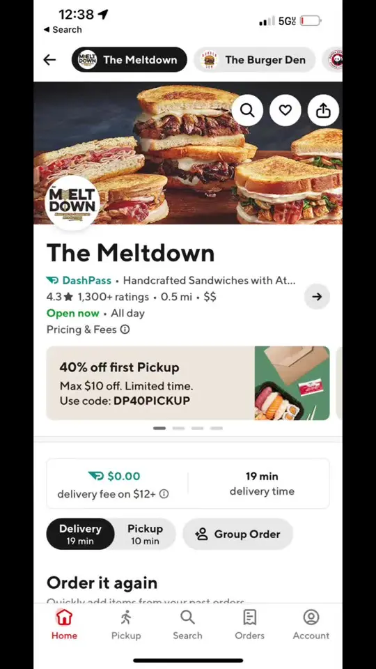 Denny's Restaurant in Hollywood showing review, soggy sandwich, video by ohbrandyy on TikTok