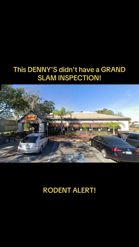 Denny's Restaurant in Lakeland showing visit, foodsafety, video by rodent.report.fl on TikTok