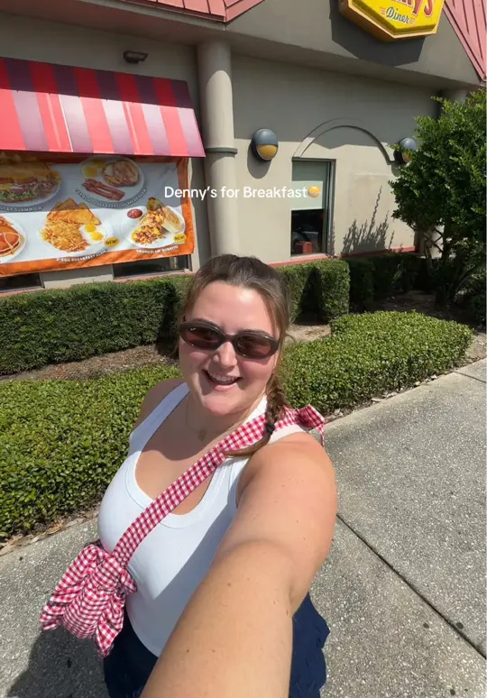 Denny's Restaurant in Orlando showing food, breakfast burrito, video by emilydawkins on TikTok