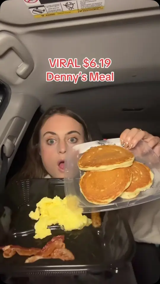 Denny's Restaurant in Tampa showing meal deal, kids meal, video by Sarah Margaret Eats on Facebook