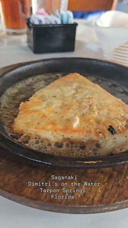 Dimitri's on the Water- Tarpon Springs, Florida in Tarpon Springs showing food, saganaki cheese, video by Gulf Coast Journeys on Facebook