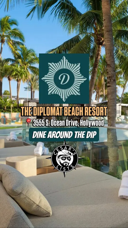 Diplomat Prime in Hollywood showing visit, dine around the dip, culinary concepts, video by cesarslists on TikTok