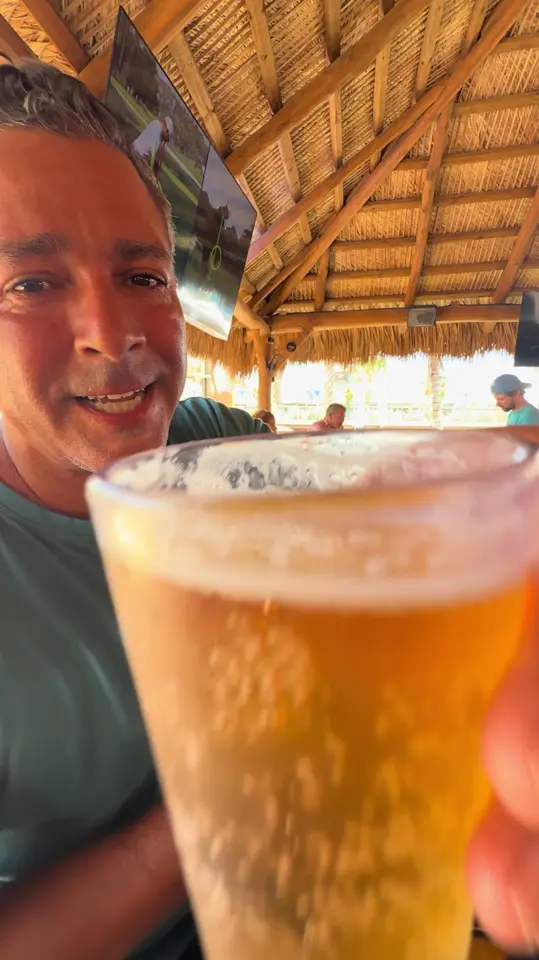 Dirty Birds Tiki Bar & Grill in Cocoa Beach showing drinks, $3 beers, food, $8 bites, video by cuckooforcocoabeach on TikTok