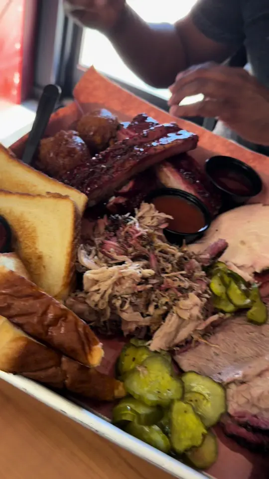 Disruption BBQ in Stockbridge showing review, ribs, brisket, turkey, pulled pork, video by therealfoodstalker on TikTok