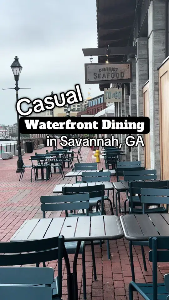 District Seafood in Savannah showing waterfront restaurant, seafood, video by hiltonheadlivin on TikTok