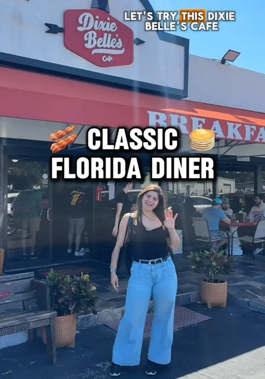  in Florida showing southern comfort food, sweet potato biscuits, fried green tomatoes, pancakes, country fried steak, biscuits and gravy, video by letstrythisconchanti on TikTok