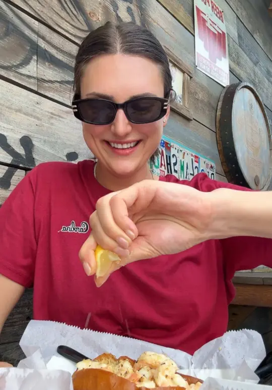 DJ's Clam Shack in Key West showing food, grilled garlic shrimp roll, video by alyssabutterson on TikTok
