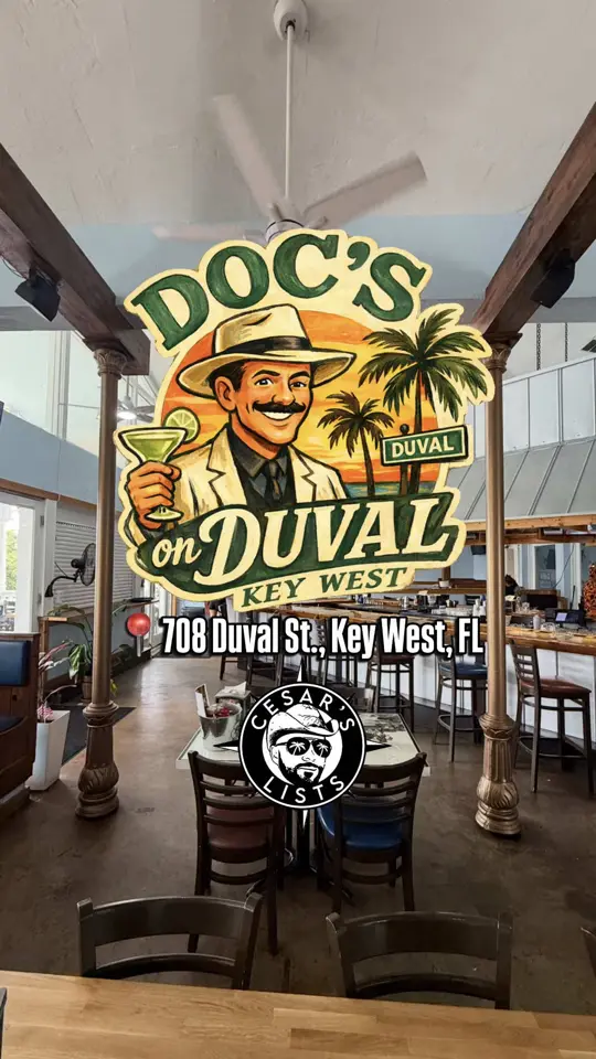 Doc's on Duval in Key West showing visit, review, atmosphere, american food, bbq ribs, burgers, video by cesarslists on TikTok