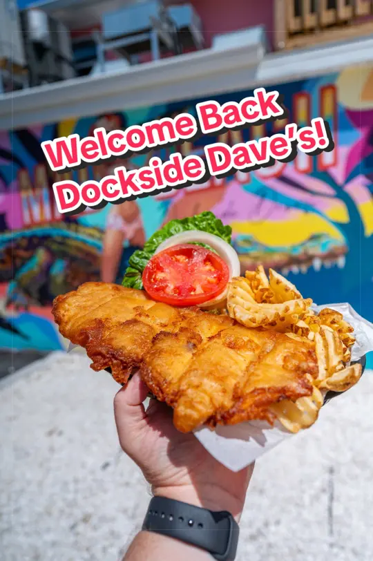 Dockside Dave's in Madeira Beach showing restaurant, grouper sandwich, bar, music venue, video by visitspc on TikTok