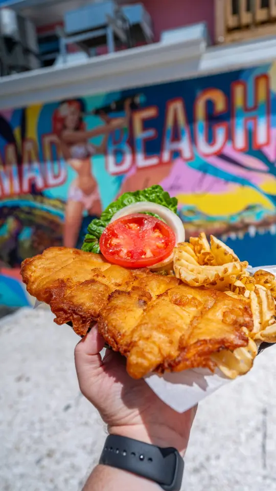 Dockside Dave's in Madeira Beach showing restaurant reopening, grouper sandwich, the green room bar and music venue, video by Visit St. Pete-Clearwater on Facebook
