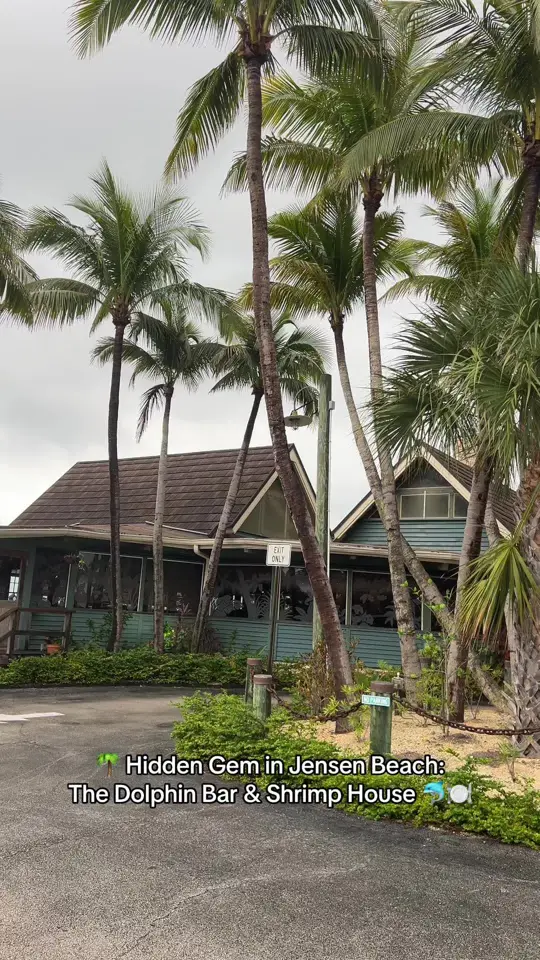 Dolphin Bar and Shrimp House in Jensen Beach showing review, visit, atmosphere, video by thehillfamshow on TikTok