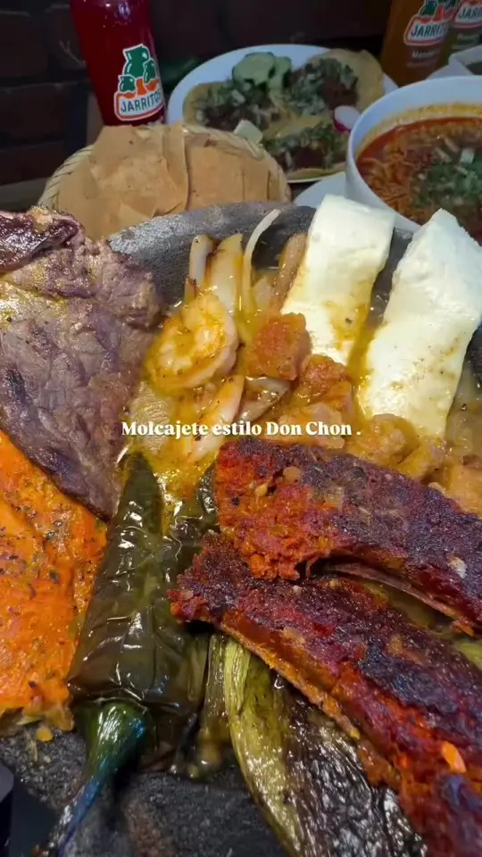 Don Chon in Hapeville showing menu item, molcajete estilo don chon, video by don.chon18 on TikTok