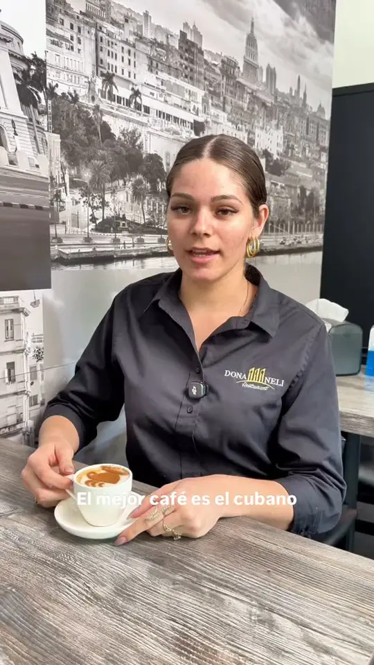 Dona Neli Restaurant 2 in Miami showing cuban food, cuban coffee, video by Dona Neli on Facebook
