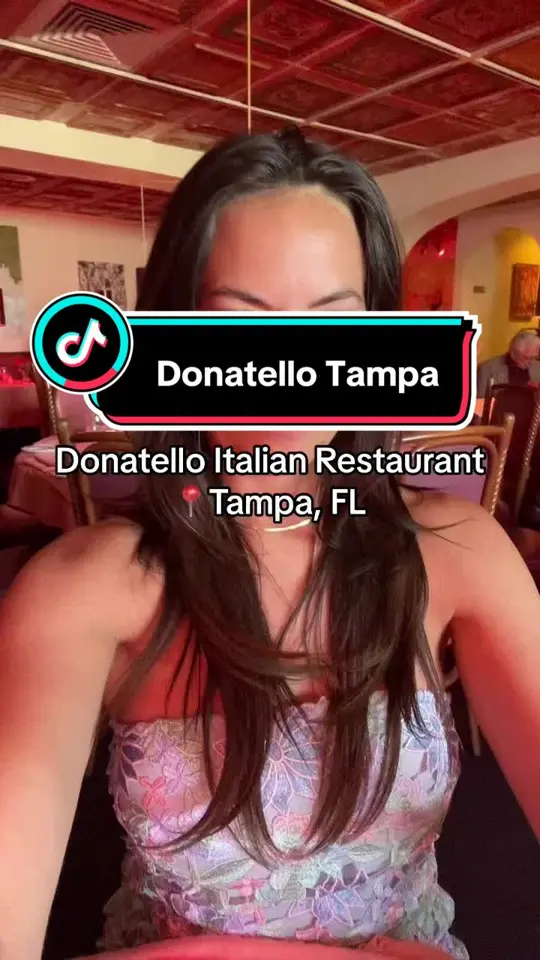 Donatello Italian Restaurant in Tampa showing italian food, pasta, lobster, mukbang, eating show, video by eatdrinkbemandy on TikTok