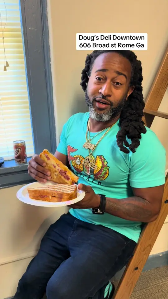 Doug's Deli Downtown in Rome showing sandwich, review, visit, video by therealfoodstalker on TikTok