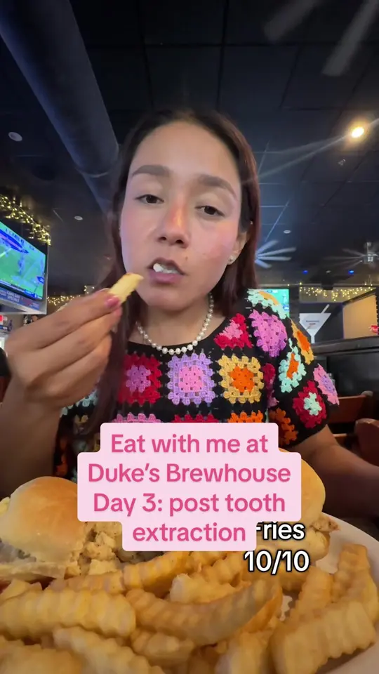 Duke's Brewhouse in Lakeland showing food, philly chicken cheesesteak, fries, video by florehcita on TikTok