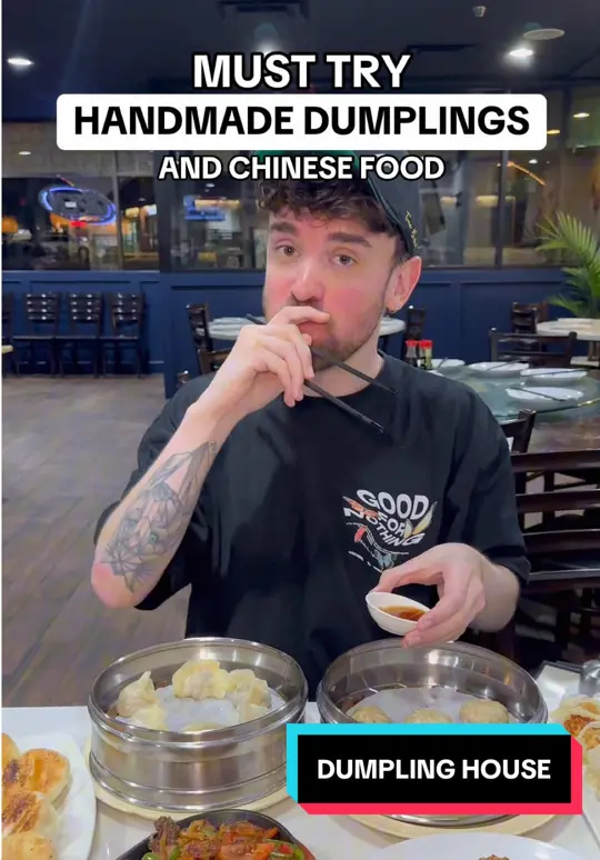 Dumpling House in Duluth showing food, handmade dumplings, video by eatindallas on TikTok