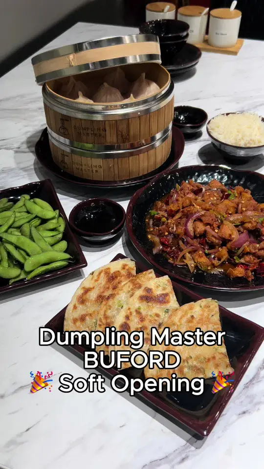 Dumpling Master in Snellville showing restaurant, soft opening, handmade dumplings, free drink, video by dumplingmasterga on TikTok