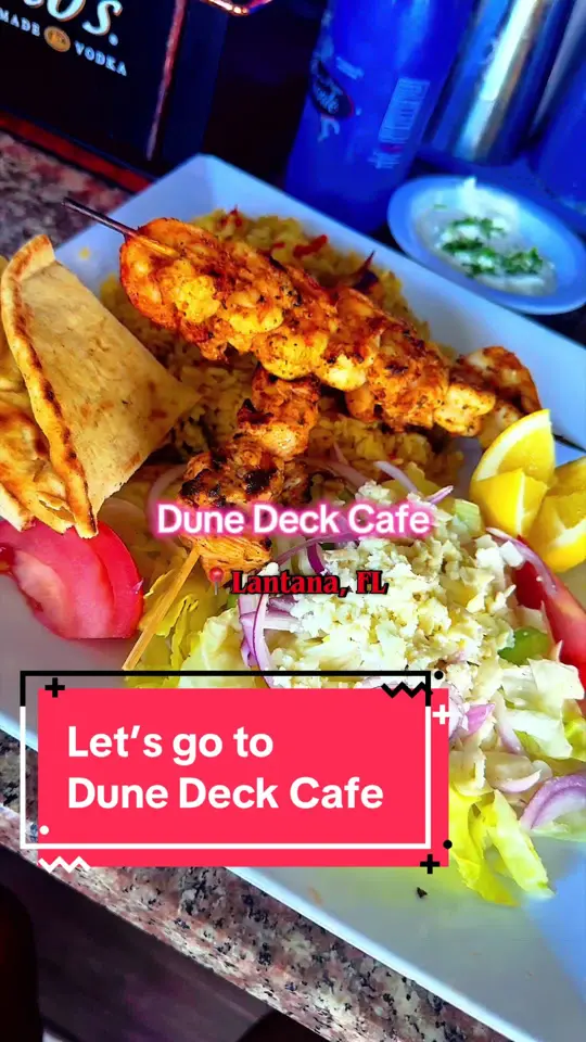 Dune Deck Café in Lantana showing food review, meal, video by rissracks on TikTok