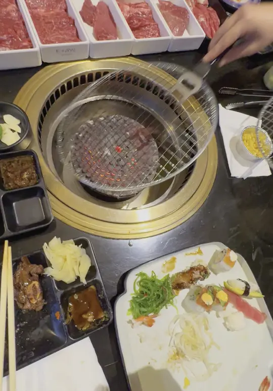 E-Gyu All You Can Eat Revolving Sushi & Korean BBQ - Doraville in Atlanta showing all-you-can-eat sushi, all-you-can-eat korean bbq, video by egyuatl on TikTok