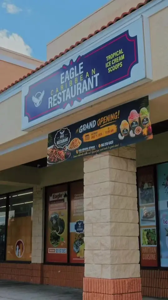 Eagle Caribbean restaurant Haitian cuisine in Lakeland showing grand opening, restaurant visit, video by heribert.metinor on TikTok