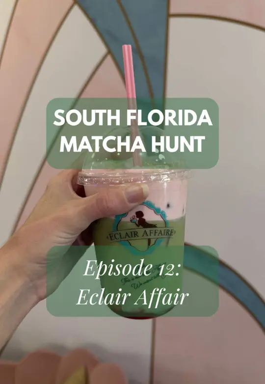 Eclair Affaire Weston in Weston showing cafe, matcha latte, strawberry matcha bloom, review, video by bevme_app on TikTok