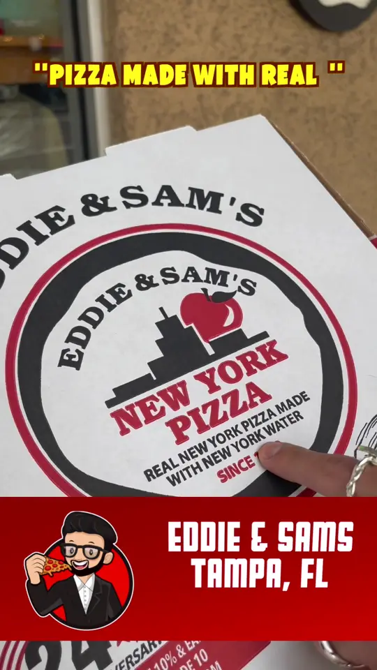 Eddie And Sam's N.Y Pizza in Tampa showing review, pizza, video by marcospizzareview on TikTok