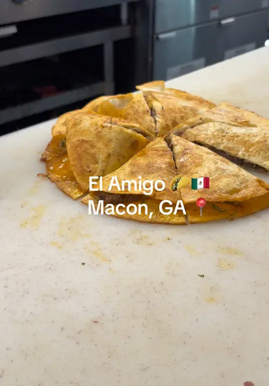 El Amigo Mexican Restaurant in Milledgeville showing review, creamy white sauce, birria tacos, video by chass______ on TikTok