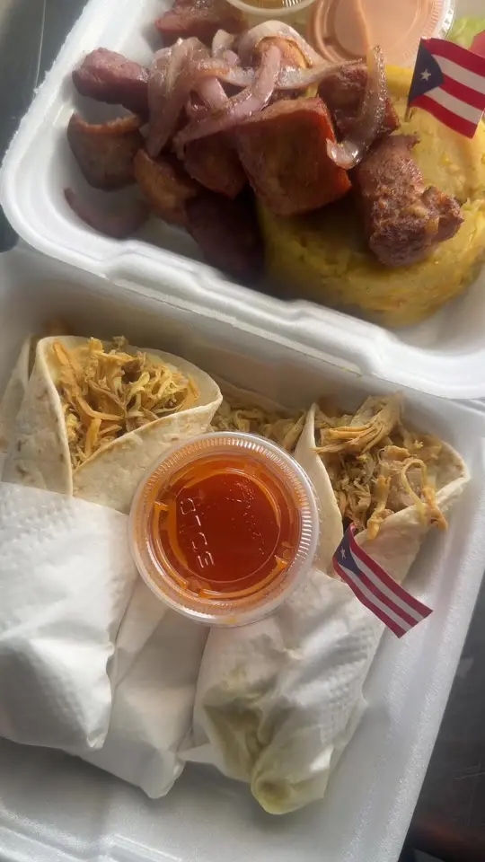  in Florida showing food, tacos cantinflas mofongo con carne frita, video by el_calentonpr on TikTok