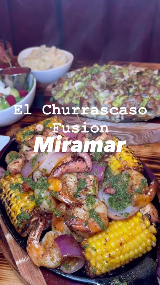 El Churrascaso Brazilian Grill in Miami showing restaurant, brazilian steakhouse, seafood, meats, sandwiches, mixed grills, video by miami_eats_official on TikTok