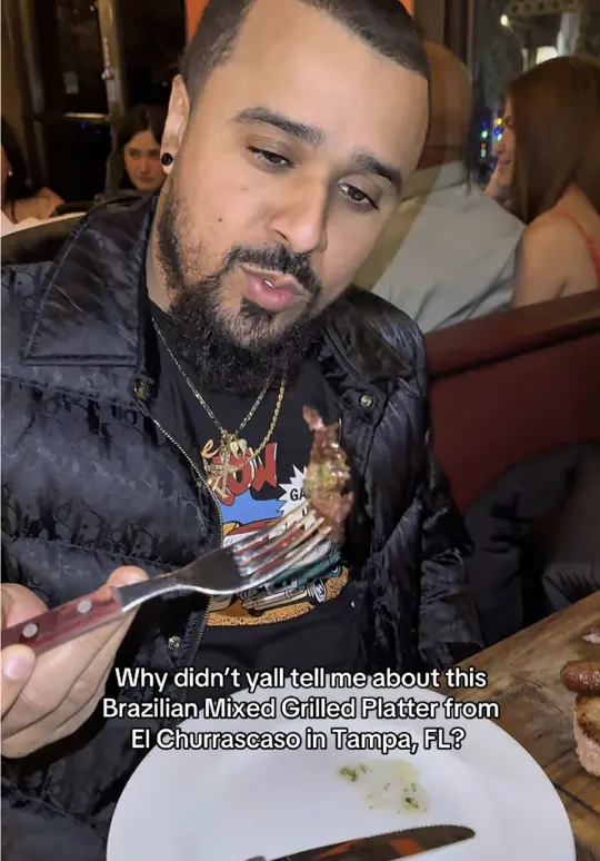 El Churrascaso Grill Tampa in Tampa showing food, brazilian mixed grilled platter, video by kelvinsfavefinds on TikTok