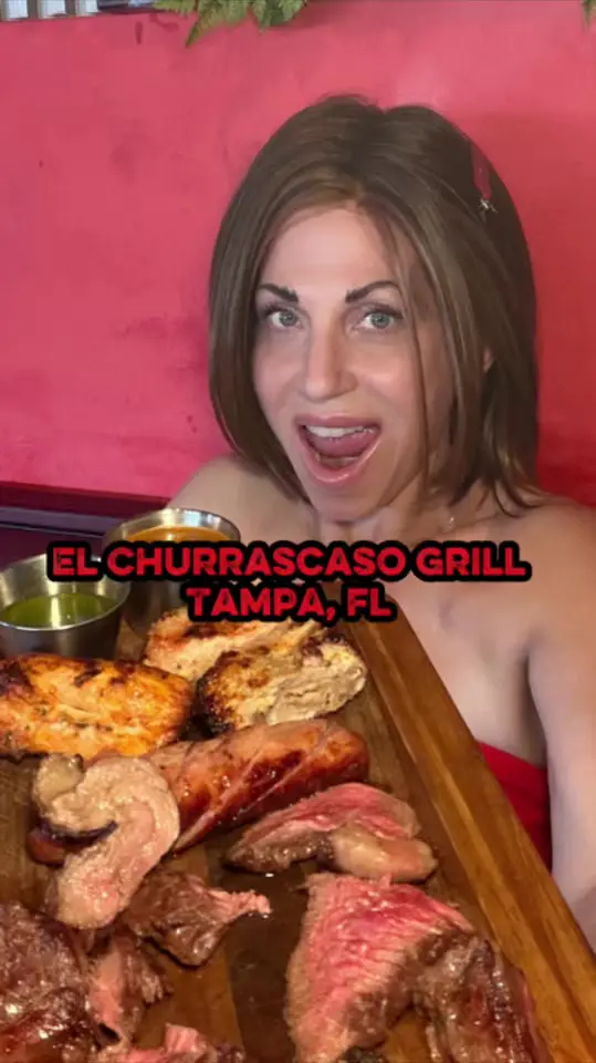 El Churrascaso Grill Tampa in Tampa showing food, parilla mixta, food, papas horneadas, food, greek kale salad, drink, fresh limeade, drink, cortadito, dessert, crème brû, video by tracyforksaroundtown on TikTok