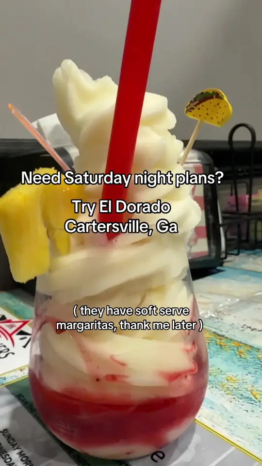 El Dorado Salvadorian and Mexican Restaurant in Cartersville showing drink, soft serve margarita, video by kyleekreator on TikTok