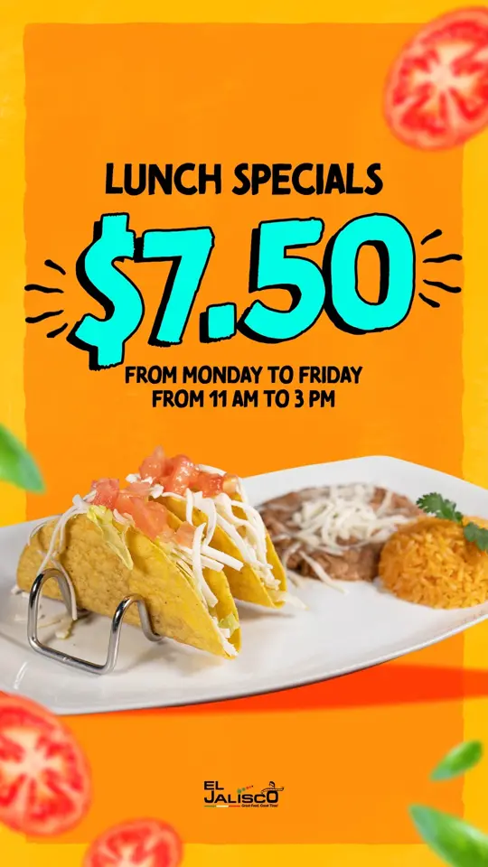El Jalisco Southwood Mexican Restaurant in Tallahassee showing lunch specials, food, video by El Jalisco Southwood Mexican Restaurant on Facebook