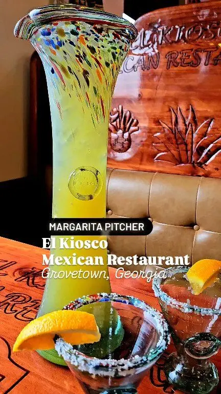 El Kiosco Mexican Restaurant in Grovetown showing cocktail, margarita pitcher, video by Dating CSRA on Facebook