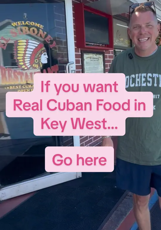 El Siboney Restaurant ( Stock Island) in Key West showing food, roasted pork with rice, beans, and plantains, lima bean soup, video by keywestshawn on TikTok