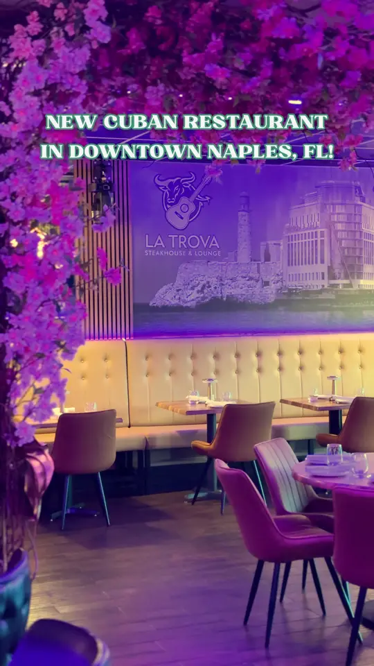  in Florida showing review, visit, ropa vieja, oxtail stew, paella-style rice with seafood, meat platters, video by naplesnoms on TikTok