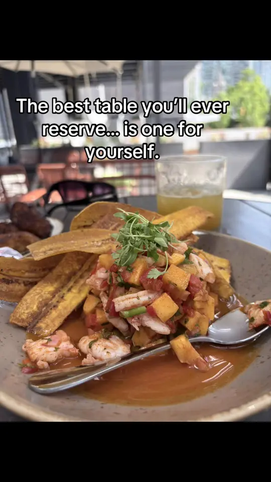 El Viñedo Local in Atlanta showing visit, food, solo date, atmosphere, self-care, video by passportandpeace2 on TikTok