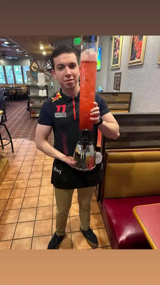 El Zarape Mexican Restaurant in Roswell showing cocktail, margarita tower, video by El Zarape on Facebook