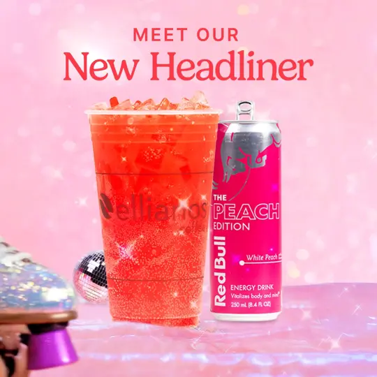 Ellianos Coffee in Gainesville showing coffee, pink popstar, video by Ellianos Coffee on Facebook