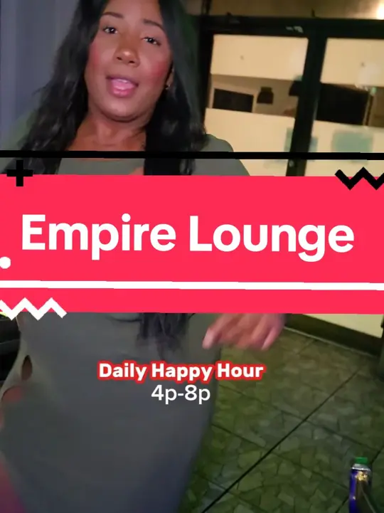Empire Lounge in Snellville showing happy hour, $2 tacos, $2 drinks, wings, free parking, birthday sections, video by antlantaeats on TikTok